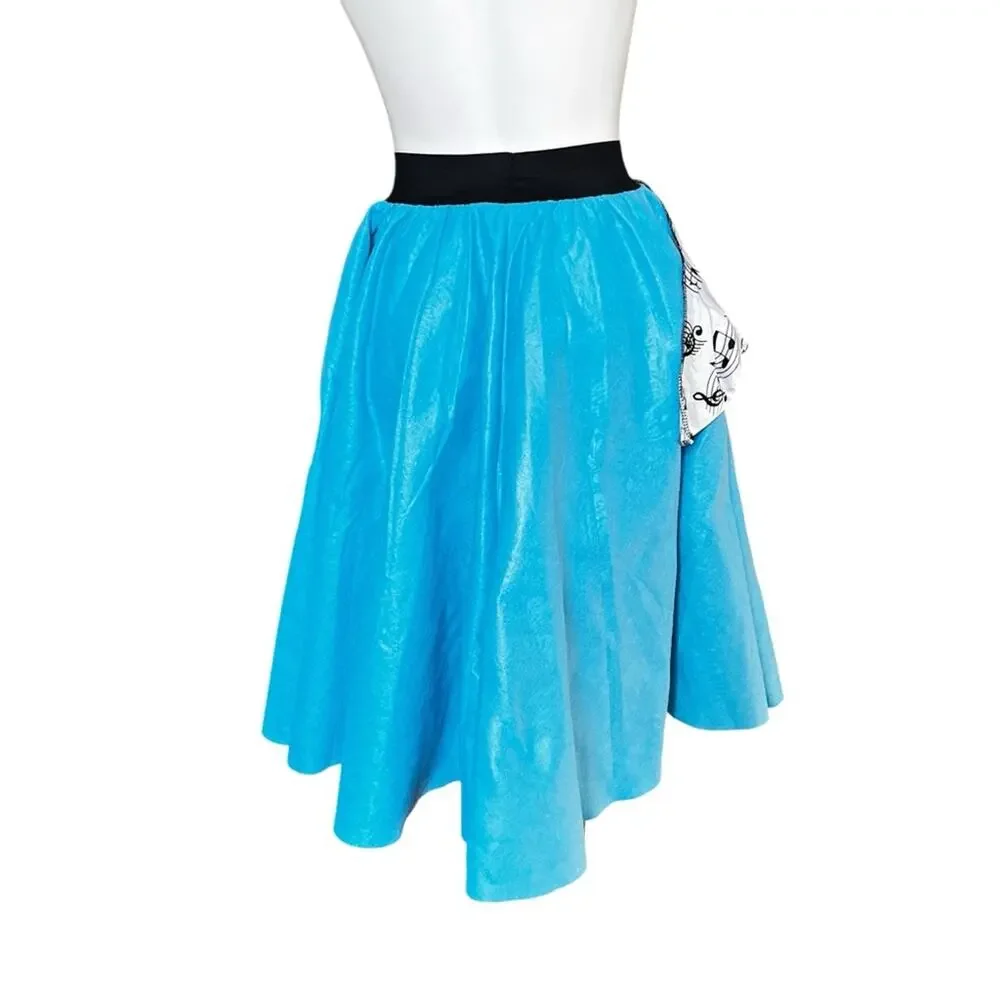 Teal color 50’s style full circle felt Poodle skirt Size one size